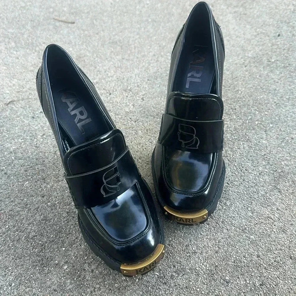 KARL LAGERFELD // PARIS VIRNA HIGH HEEL BLACK PATENT LEATHER SHOE BRAND NEW!! - Picture 5 of 7